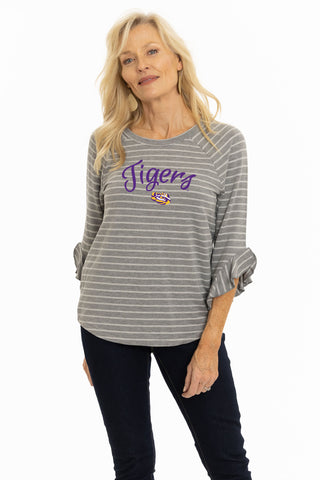 LSU Tigers Striped Renata Ruffle Top