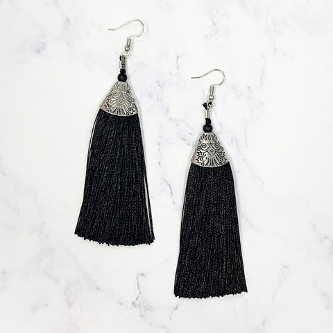 Bohemian Tassel Earrings - Black
