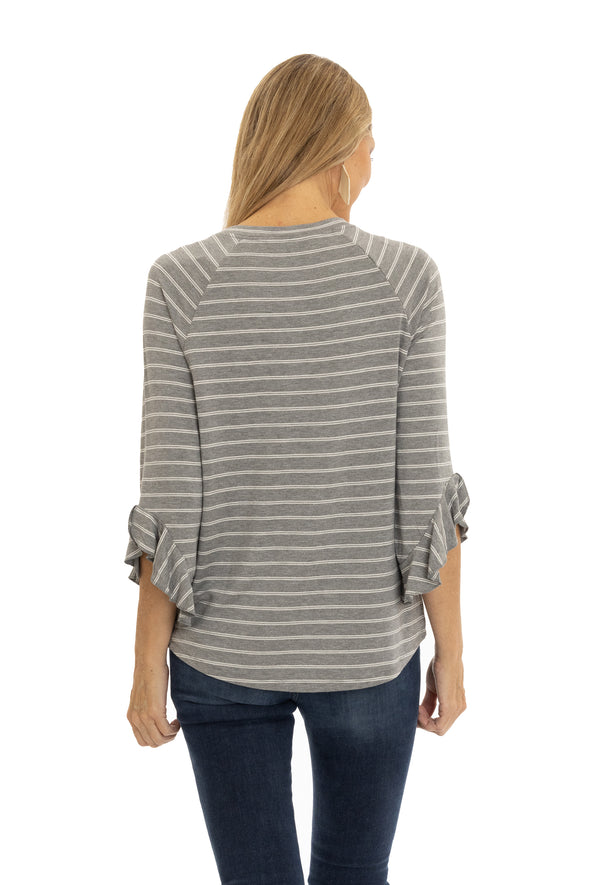 Oklahoma Sooners Striped Renatta Ruffle Top