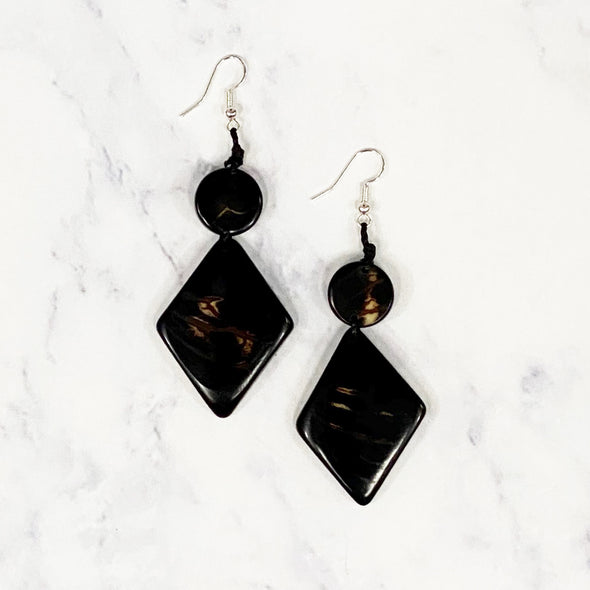 Diamond Tagua Earrings - Black