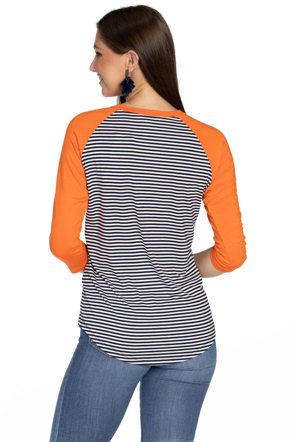 Virginia Cavaliers Leah Striped Baseball Tee