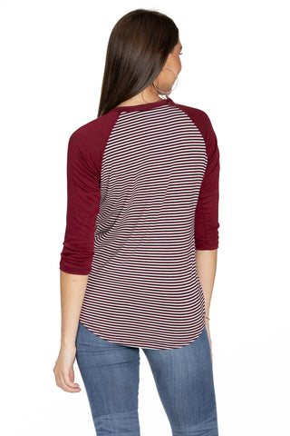 Virginia Tech Hokies Leah Striped Baseball Tee