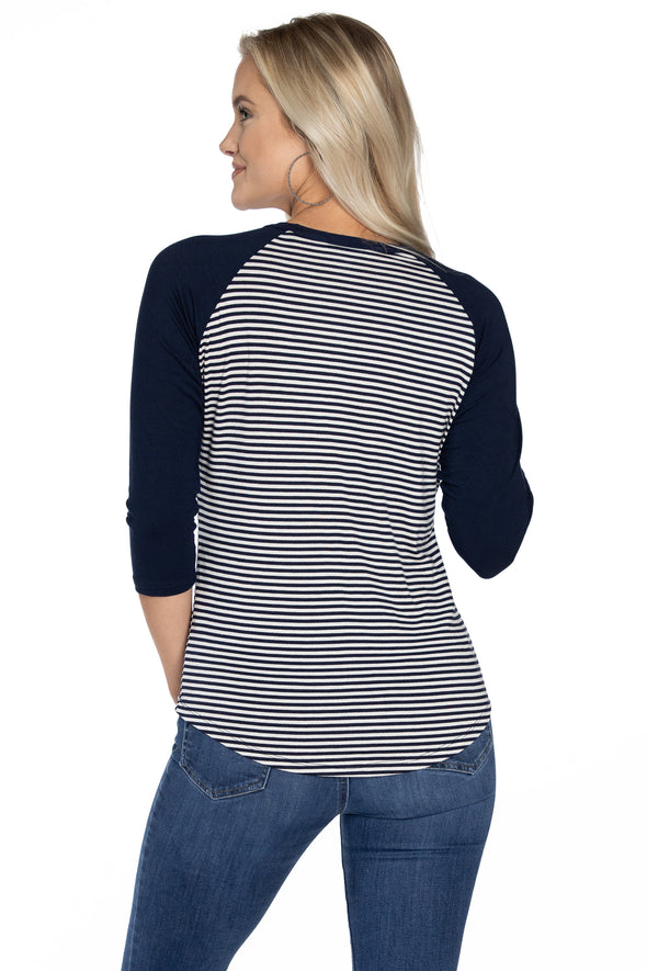 Arizona Wildcats Leah Striped Baseball Tee