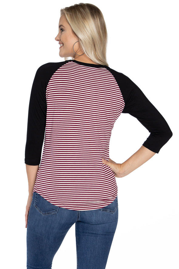 Iowa State Cyclones Leah Striped Baseball Tee