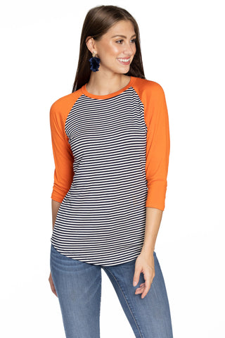 The Leah Striped Baseball Tee