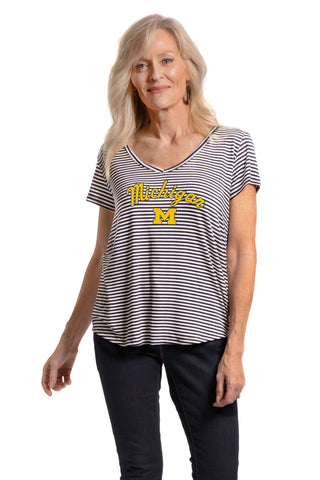 Michigan Wolverines Striped Vera Tee