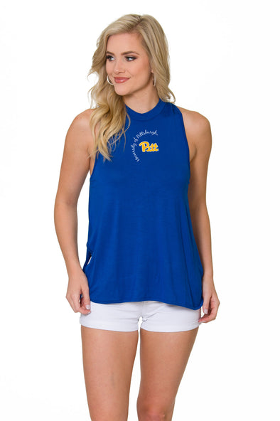 Pitt Panthers Womens High Neck Tank - Royal Blue