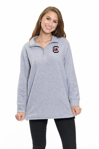 South Carolina Gamecocks 3 Button Pullover - Heather