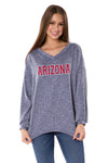 Arizona Wildcats Womens Long Sleeve Rib Knit V-Neck - Navy