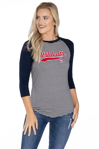 Arizona Wildcats Leah Striped Baseball Tee