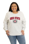 Womens game day apparel: Heather Grey Ohio State Buckeyes Crewneck Sweatshirt