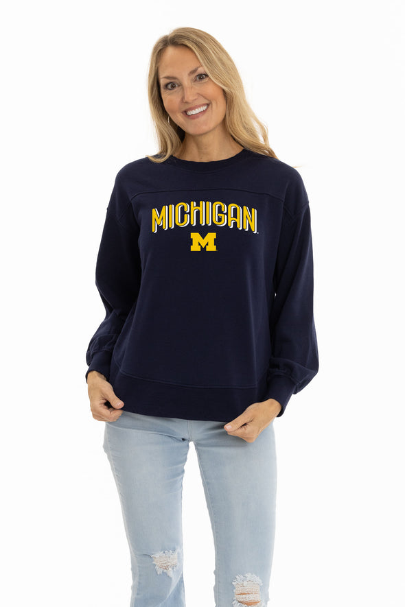 Michigan Wolverines Yvette Crewneck Sweatshirt