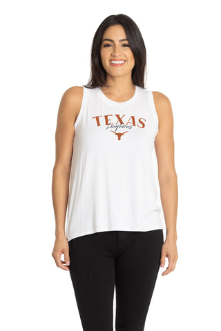 white flowy texas longhorns tank top wit scoop neck