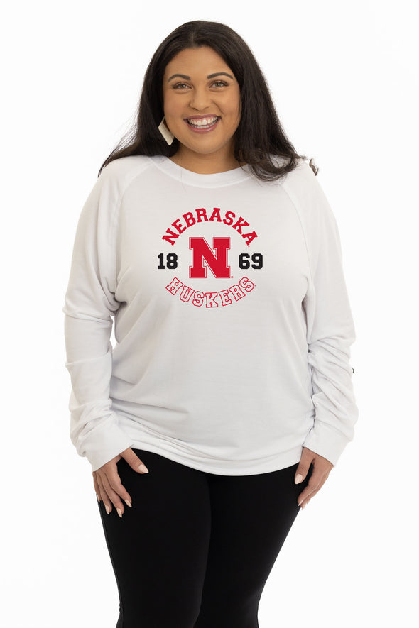 Nebraska Huskers Long Sleeve Rylee Raglan Top