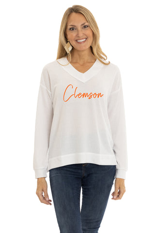 Clemson Tigers Waverly Waffle Knit Top