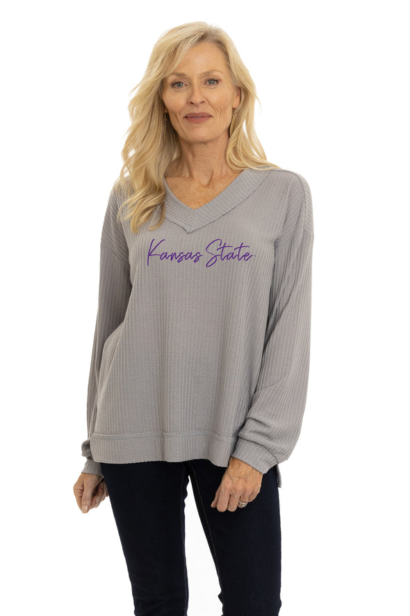 Kansas State Wildcats Waverly Waffle Knit Top