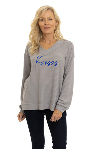 Kansas Jayhawks Waverly Waffle Knit Top