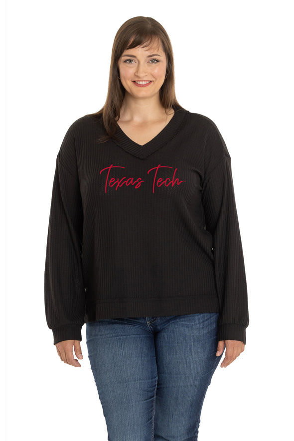 Texas Tech Red Raiders Waverly Waffle Knit Top