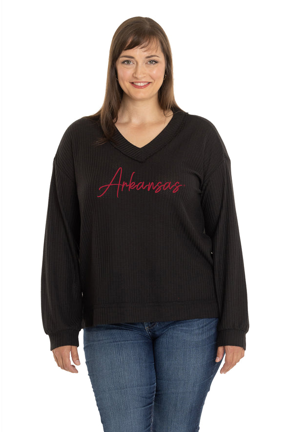 Arkansas Razorbacks Waverly Waffle Knit Top