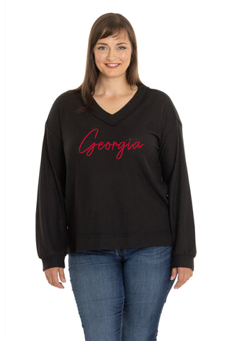 Georgia Bulldogs Waverly Waffle Knit Top