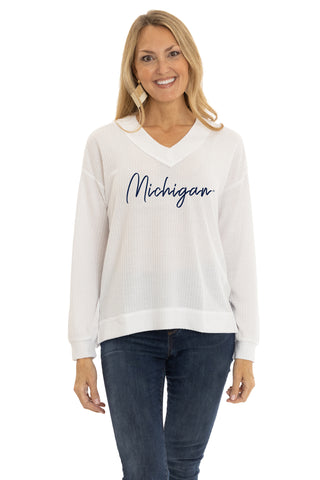 Michigan Wolverines Waverly Waffle Knit Top