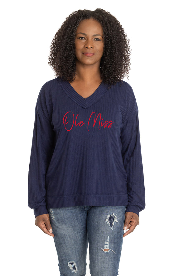 Ole Miss Rebels Waverly Waffle Knit Top