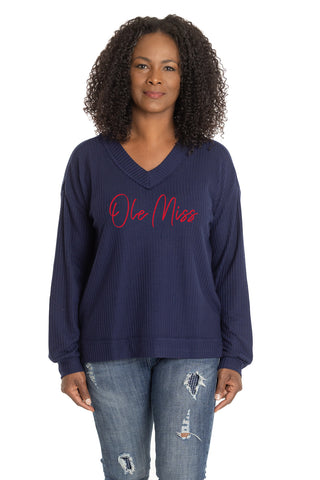 Ole Miss Rebels Waverly Waffle Knit Top