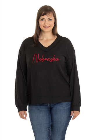 Nebraska Huskers Waverly Waffle Knit Top