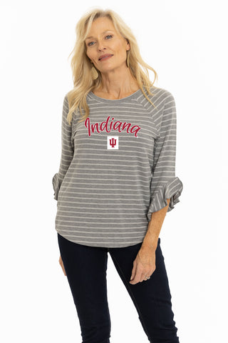 Indiana Hoosiers Striped Renatta Ruffle Top