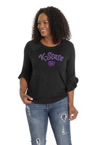 Kansas State Wildcats Renata Ruffle Sleeve Top