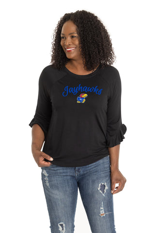Kansas Jayhawks Renata Ruffle Sleeve Top