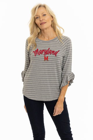 Maryland Terrapins Striped Renata Ruffle Top