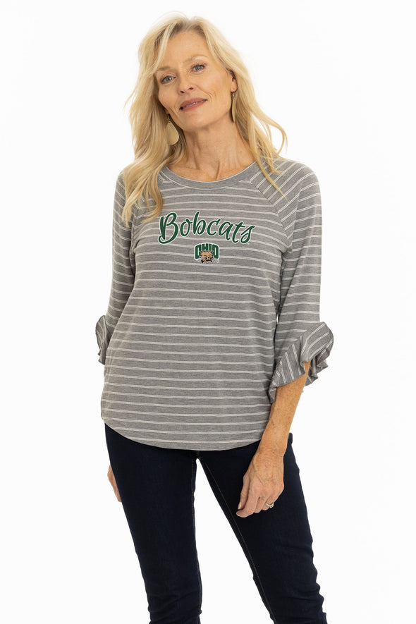 Ohio Bobcats Striped Renata Ruffle Top