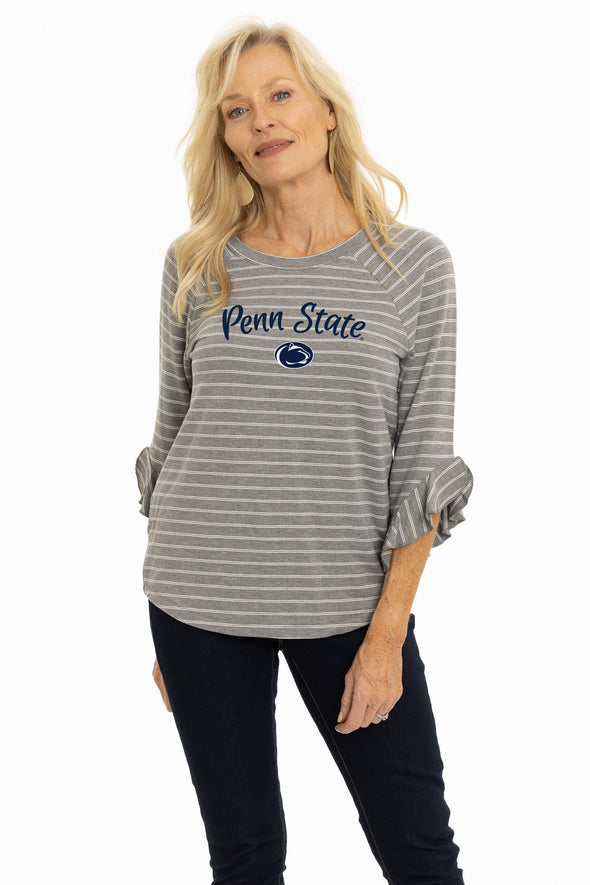 Penn State Nittany Lions Striped Renata Ruffle Top