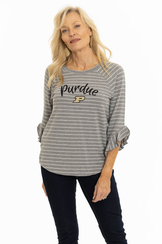 Purdue Boilermakers Striped Renata Ruffle Top