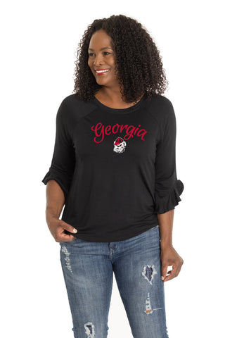 Georgia Bulldogs Renata Ruffle Sleeve Top