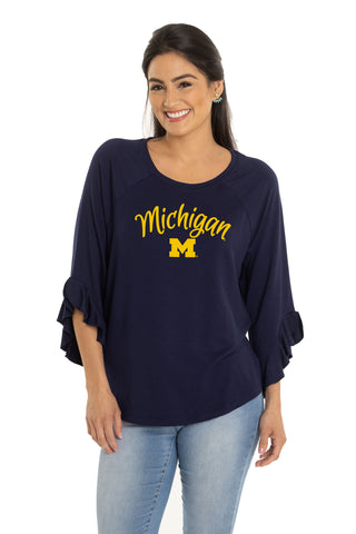 Michigan Wolverines Renata Ruffle Sleeve Top