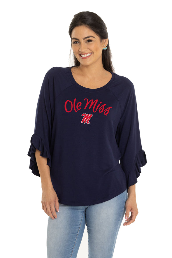 Ole Miss Rebels Renata Ruffle Sleeve Top