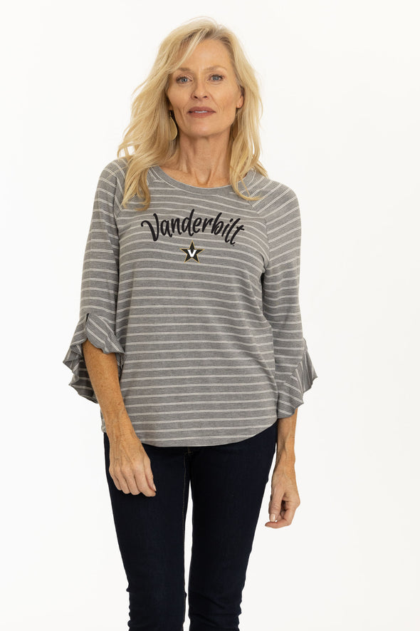 Vanderbilt Commodores Striped Renata Ruffle Top