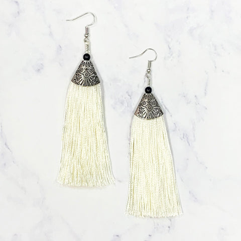 Bohemian Tassel Earrings - Ivory