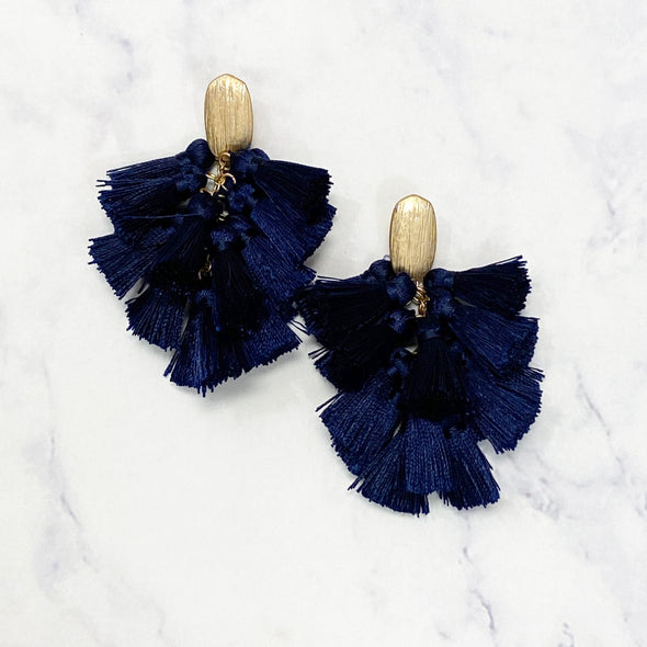 Tassle Bouquet Earrings - Navy